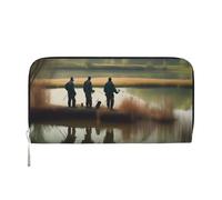 GaxfjRu Fishing Lake Fishermen - Cartera larga de piel con estampado de pescadores para hombre, con tarjetero
