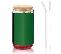 GaxfjRu Flag of The Sultanate of Delhi - Tapas de vidrio de 16 onzas y popote de vidrio, vasos de vidrio más anchos para batidos, té, cola, refrescos