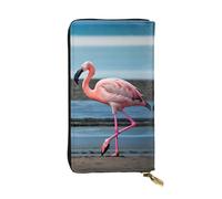 GaxfjRu Flamingos on the beach - Cartera para mujer, compacta y segura, con compartimento con cremallera, tamaño pequeño, Negro -, Talla única, Classic