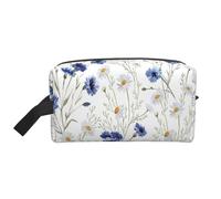GaxfjRu Flores y acianos Impresión Margaritas Bolsa de Cosméticos de Viaje Organizador Grande Bolsa de Maquillaje Mujeres para Cosméticos Artículos de tocador Accesorios, blanco, Talla única, Color