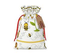 GaxfjRu Flying Bees - Bolsa de arpillera con estampado de margaritas y miel, regalos de fiesta de Navidad, bolsa de regalo para regalos, varios tamaños (S, M)