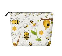 GaxfjRu Flying Bees - Bolsa de maquillaje de viaje con estampado de margaritas, bolsa de aseo con cremallera, organizador de maquillaje para mujer, Negro -, Talla única