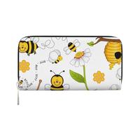 GaxfjRu Flying Bees Daisy - Cartera larga de piel para hombre, diseño de margaritas, con estampado de miel