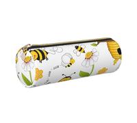 GaxfjRu Flying Bees Daisy Honey - Estuche de piel con cremallera para bolígrafos y lápices, color miel