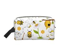 GaxfjRu Flying Bees Daisy Honey Print Travel Cosmetic Bag Organizer Large Makeup Bag Women for Cosmetics Toiletries Accessories, Blanco, Talla única