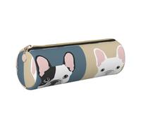 GaxfjRu French Bulldog - Estuche de piel con cremallera para bolígrafos y lápices, diseño de bulldog francés