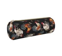 GaxfjRu French Roosters - Estuche de piel con cremallera para bolígrafos y lápices, diseño de gallos franceses
