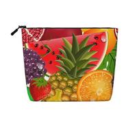 GaxfjRu Fresh Fruits - Bolsa de maquillaje de viaje con estampado de piña, bolsa de aseo con cremallera, organizador de maquillaje para mujer, Negro -, Talla única