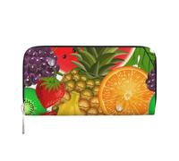 GaxfjRu Fresh Fruits - Cartera larga de piel con estampado de piña para hombre, aspecto vintage, tarjetero para tarjetas de crédito