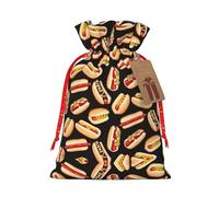 GaxfjRu Fun Food - Bolsa de arpillera con estampado de perros calientes, regalos de fiesta de Navidad, bolsa de regalo para regalos, varios tamaños (S, M)