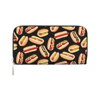 GaxfjRu Fun Food - Cartera larga de piel con estampado de perros calientes para hombre, aspecto vintage, tarjetero para tarjetas de crédito