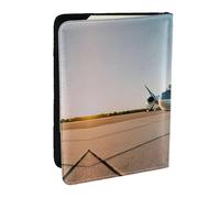 GaxfjRu Funda de cuero con estampado de avión, funda para pasaporte, impermeable, para viajes, para mujeres y hombres, Black, Talla única