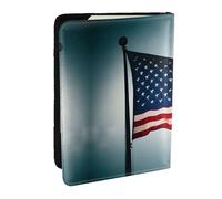 GaxfjRu Funda de cuero con estampado de bandera americana, funda de pasaporte impermeable para viaje para mujeres y hombres, Black, Talla única