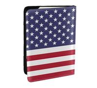 GaxfjRu Funda de cuero con estampado de bandera americana, funda para pasaporte, impermeable, para viajes, para mujeres y hombres, Black, Talla única