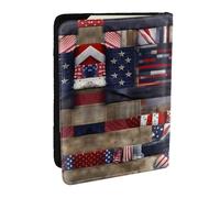 GaxfjRu Funda de cuero con estampado de bandera americana para pasaporte, funda impermeable para pasaporte para mujeres y hombres, Black, Talla única