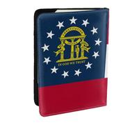GaxfjRu Funda de cuero con estampado de bandera de Georgia, funda para pasaporte, impermeable, cartera de viaje, soporte para pasaporte para mujeres y hombres, Black, Talla única