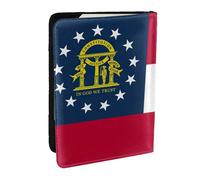 GaxfjRu Funda de cuero con estampado de bandera del estado de Georgia, funda de pasaporte impermeable para mujeres y hombres, Black, Talla única