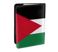 GaxfjRu Funda de cuero con estampado de bandera palestina, funda para pasaporte, impermeable, cartera de viaje, soporte para pasaporte para mujeres y hombres, Black, Talla única