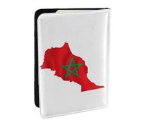 GaxfjRu Funda de cuero con estampado de mapa de la bandera de Marruecos, funda de pasaporte impermeable para mujeres y hombres, Black, Talla única