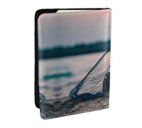 GaxfjRu Funda de cuero con estampado de redes de pesca de estrella de mar, funda para pasaporte, impermeable, cartera de viaje, soporte para pasaporte para mujeres y hombres, Black, Talla única