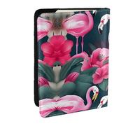 GaxfjRu Funda de cuero con estampado floral de flamencos, funda para pasaporte, impermeable, para viajes, para mujeres y hombres, Black, Talla única