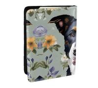 GaxfjRu Funda de cuero con estampado floral de perro, funda para pasaporte, impermeable, para viajes, para mujeres y hombres, Black, Talla única