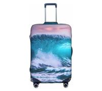 GaxfjRu Funda de equipaje personalizada Blue Ocean Wave - Aprobado por la TSA, fundas de maleta para equipaje de 28 pulgadas, funda grande para maleta, Blanco, XL