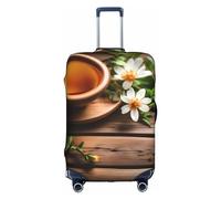 GaxfjRu Funda de equipaje personalizada con diseño de flor verde azulado sobre tablones de madera, aprobada por la TSA, fundas de maleta para equipaje de 28 pulgadas, funda grande para maleta, Blanco,