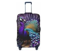 GaxfjRu Funda de equipaje personalizada con diseño de pavo real morado, aprobada por la TSA, fundas de maleta para equipaje de 28 pulgadas, funda de maleta grande, Blanco, L