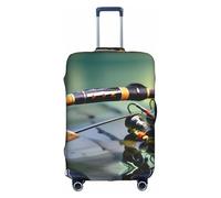 GaxfjRu Funda de maleta impresa con caña de pescar, envoltura de equipaje duradera, funda de viaje de alta elasticidad, para seguridad de maleta, White, L, Maleta