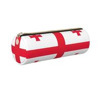 GaxfjRu Funda de piel con cremallera para bolígrafos y lápices, diseño de bandera de Georgia