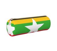 GaxfjRu Funda de piel con cremallera para bolígrafos y lápices, diseño de bandera de Myanmar