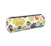 GaxfjRu Funda de piel con cremallera para bolígrafos y lápices, diseño de huellas de perro, color suave