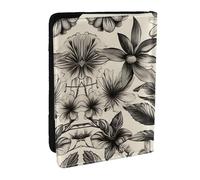 GaxfjRu Funda de piel con estampado botánico de hierbas florales para pasaporte, funda impermeable para pasaporte para mujeres y hombres, Black, Talla única