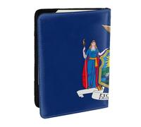 GaxfjRu Funda de piel con estampado de bandera de Nueva York, funda para pasaporte, impermeable, para viajes, para mujeres y hombres, Black, Talla única