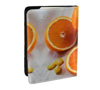 GaxfjRu Funda de piel con estampado de frutas naranjas frescas, funda para pasaporte, impermeable, para viajes, para mujeres y hombres, Black, Talla única