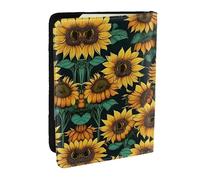 GaxfjRu Funda de piel con estampado de girasol, funda para pasaporte, impermeable, para viajes, para mujeres y hombres, Black, Talla única