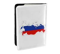 GaxfjRu Funda de piel con estampado de mapa de bandera rusa, funda para pasaporte, impermeable, cartera de viaje, soporte para pasaporte para mujeres y hombres, Black, Talla única