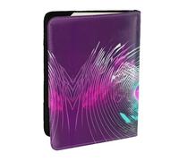 GaxfjRu Funda de piel con estampado de ondas sonoras musicales, funda para pasaporte, impermeable, para viajes, para mujeres y hombres, Black, Talla única