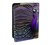 GaxfjRu Funda de piel con estampado de pavo real morado para pasaporte, funda impermeable para pasaporte para mujeres y hombres, Black, Talla única