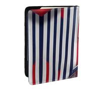 GaxfjRu Funda de piel con estampado de rayas rojas, azules, blancas y grises, funda para pasaporte, impermeable, para viajes, para mujeres y hombres, Black, Talla única
