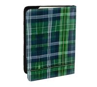 GaxfjRu Funda de piel con estampado de tartán escocés azul para pasaporte, funda impermeable para pasaporte para mujeres y hombres, Black, Talla única