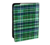 GaxfjRu Funda de piel con estampado de tartán escocés azul y verde, funda para pasaporte, impermeable, para viajes, para mujeres y hombres, Black, Talla única