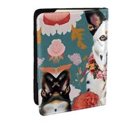 GaxfjRu Funda de piel con estampado floral de ganado y perro, funda para pasaporte, impermeable, para viajes, para mujeres y hombres, Black, Talla única