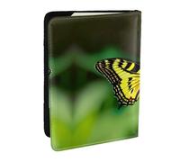 GaxfjRu Funda de piel con estampado floral de primavera y mariposas para pasaporte, funda impermeable para pasaporte para mujeres y hombres, Black, Talla única