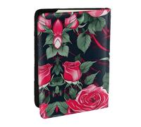 GaxfjRu Funda de piel con estampado floral de rosas para pasaporte, funda impermeable para pasaporte para mujeres y hombres, Black, Talla única