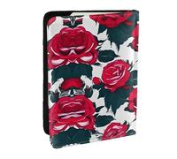 GaxfjRu Funda de piel con estampado floral de rosas para pasaporte, funda impermeable para pasaporte para mujeres y hombres, Black, Talla única