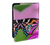 GaxfjRu Funda de piel con estampado floral y mariposa para pasaporte, impermeable, para viajes, para mujeres y hombres, Black, Talla única