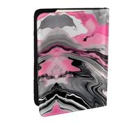 GaxfjRu Funda de piel sintética con estampado artístico de mármol abstracto de color gris y rosa para pasaporte, funda impermeable para pasaporte, para mujeres y hombres, Black, Talla única