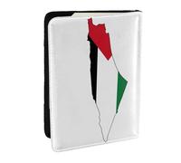 GaxfjRu Funda para pasaporte con diseño de mapa de la bandera de Palestina para viajes, organizador de viaje, funda para tarjetas de crédito, Black, Talla única